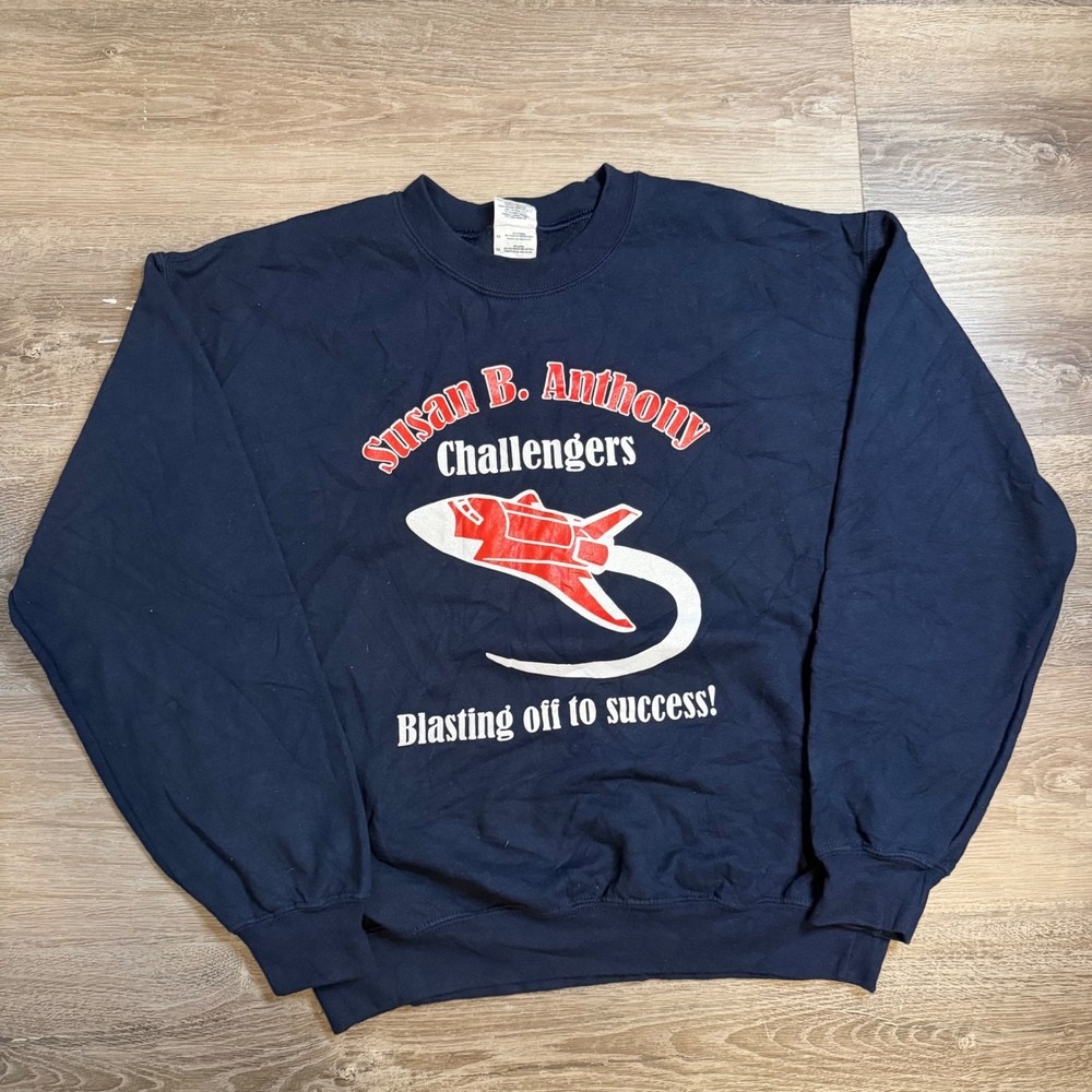 Susan B Anthony Challengers Space Shuttle Navy Blue Sweatshirt Mens Medium